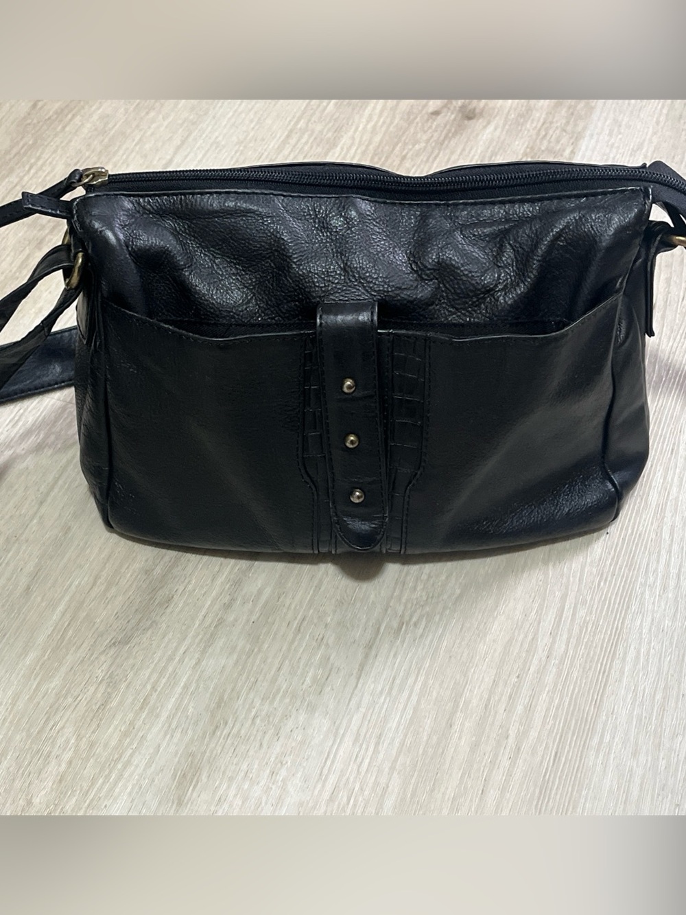 Everyday Black Leather Shoulder Bag for Women